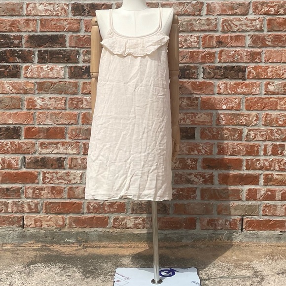J. Crew 100% cotton beige sleeveless dress w/ruffles / S / Excellent condition - Picture 6 of 12